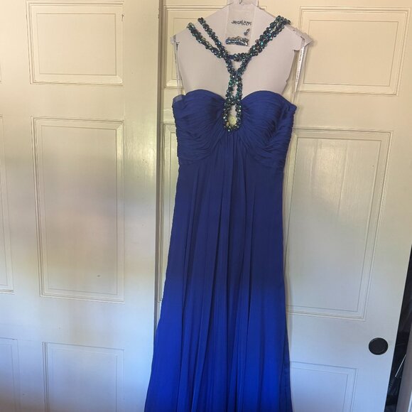 Sherry Hill Royal Blue Jeweled Prom/Formal Dress - Picture 2 of 9
